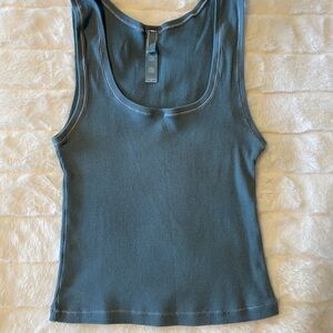 SKIMS Teal Ribbed Tank Top